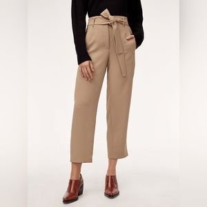 Wilfred (Aritzia) Jallade Belted Pant Crepe in Twine, Size 6